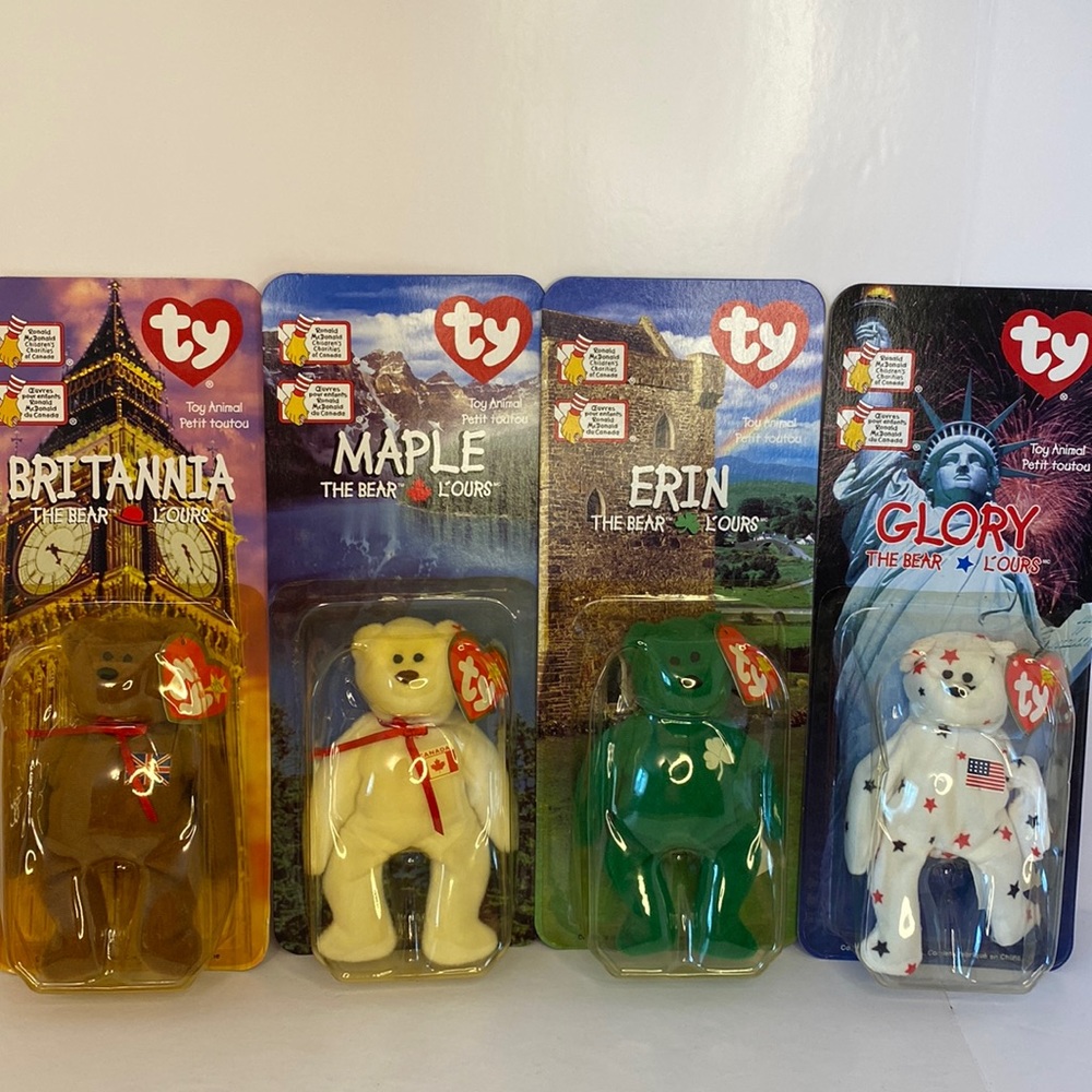 Ty Teenie Beanie Babies McDonalds International Bears 1999 Complete Set Unopened